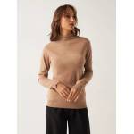  Solid Jumper with High Neck and Long Sleeves - Brown, fig. 1 