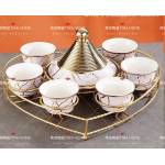  Ceramic teapot set with golden stand and lid - 9 pieces (ZA-7389), fig. 1 