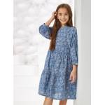  Knee-length multi-layered cotton dress with floral print, fig. 1 