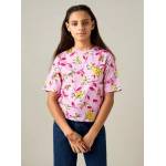  All-Over Floral Print Cropped T-shirt with Short Sleeves and Crew Neck, fig. 1 