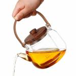  Heavy Duty Thermal Glass Teapot with Plunger and Bamboo Wood Handle - 1 Liter - AZ-2018, fig. 1 