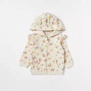  Floral Print Long Sleeves Jacket with Hood and Pockets, fig. 1 