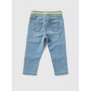  Solid Denim Jeans with Ribbed Waistband and Drawstring Closure - light blue, fig. 3 