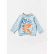  Dinosaur Print Sweatshirt with Button Closure and Long Sleeves, fig. 1 