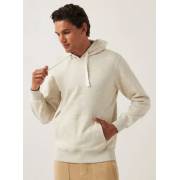  Solid Anti-Pilling Hooded Sweatshirt with Long Sleeves and Kangaroo Pocket - Cream, fig. 4 