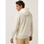  Solid Anti-Pilling Hooded Sweatshirt with Long Sleeves and Kangaroo Pocket - Cream, fig. 5 