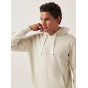  Solid Anti-Pilling Hooded Sweatshirt with Long Sleeves and Kangaroo Pocket - Cream, fig. 3 