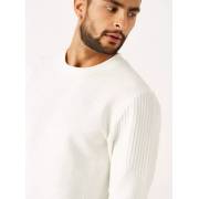  Ribbed Sweatshirt with Long Sleeves and Crew Neck - Cream, fig. 4 