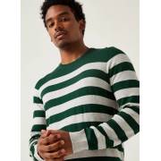  Striped Crew Neck Sweater with Long Sleeves - GREEN, fig. 3 