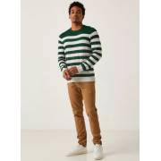  Striped Crew Neck Sweater with Long Sleeves - GREEN, fig. 4 