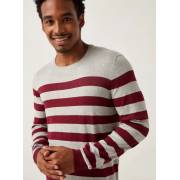  Striped Crew Neck Sweater with Long Sleeves - GREY, fig. 5 