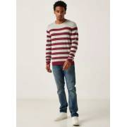  Striped Crew Neck Sweater with Long Sleeves - GREY, fig. 2 