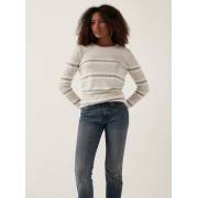  Striped Sweater with Crew Neck and Long Sleeves - Cream, fig. 3 