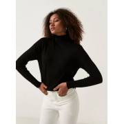  Solid Turtle Neck Sweater with Long Sleeves - Black, fig. 1 