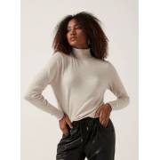  Solid Turtle Neck Sweater with Long Sleeves - Cream, fig. 4 