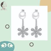  Pearl and roses earring with a modern design - Italian silver 925, fig. 1 