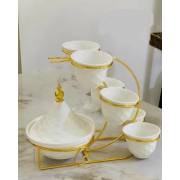  Dates Cups Set with Lid and Golden Stand - 9 Pieces ( YBS ZA-7350 ), fig. 1 