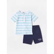  Striped Henley Neck T-shirt and Shorts Set, fig. 1 