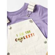  Solid Short Sleeves T-shirt and Embroidered Dungaree Set, fig. 2 