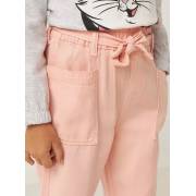  Solid Mid-Rise Tencel Pants with Tie-Up Belt and Pockets - pink, fig. 4 