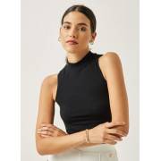  Ribbed sleeveless crop top with a high neck, fig. 1 