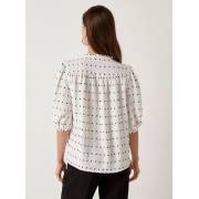  Textured Top with Pie Crust Collar and 3/4 Sleeves - white, fig. 5 