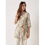  All Over Floral Print Tunic with Belt Tie-Ups and Collar, fig. 1 