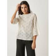  Floral lace blouse with 3/4 sleeves and a crew neck, fig. 1 