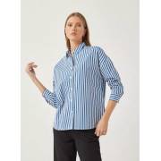  Striped Oversized Shirt with Spread Collar and Long Sleeves - blue, fig. 4 