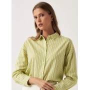  Striped Oversized Shirt with Spread Collar and Long Sleeves - green, fig. 2 