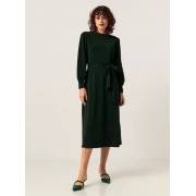 Textured Lurex Midi Dress with Long Sleeves and Tie-Up Belt - BLACK, fig. 1 