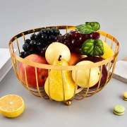  Deep golden steel round fruit basket with wood base, fig. 1 