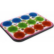 12 slot cupcake plate with 12 reusable silicone cupcake paper cups, fig. 11 