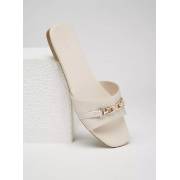  Textured slip-on sandals with metal embellishments - cream, fig. 3 