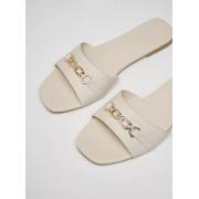  Textured slip-on sandals with metal embellishments - cream, fig. 2 