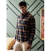  Checked flannel shirt with button collar - brown, fig. 1 