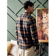  Checked flannel shirt with button collar - brown, fig. 4 