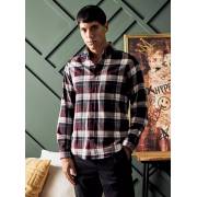  Checked flannel shirt with button collar - RED, fig. 1 