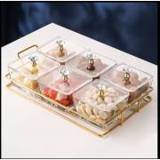  A set of glass dessert serving dishes - 6 pieces with an acrylic lid - with a gold stand - ZA-B 106, fig. 1 
