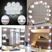  LED Lamp Set- LED Cosmetic Mirror- Hollywood Design- 10 Lights White 32x19 centimeter, fig. 3 