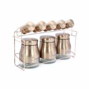  Set of 9 Pieces of Steel Spices Containers with Stand (HK-1647 9 ), fig. 1 