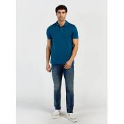  Solid Fade Resistant Polo T-shirt with Short Sleeves and Button Closure, fig. 2 