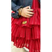  Girls' layered dress with jeans jacket (2 - 9 years) - Red, fig. 4 