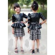  Girls' leather dress with sequin skirt (4 - 12 years) - black, fig. 1 