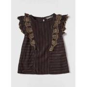  Embroidered Round Neck Top with Cap Sleeves and Ruffle Detail, fig. 1 