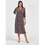  Floral Print A-line Wrap Dress with 3/4 Sleeves and Tie-Up, fig. 1 