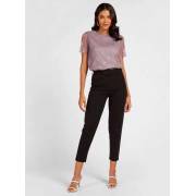  Solid Cropped Slim Fit Mid-Rise Pants with Belt, fig. 1 