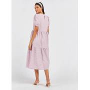  Textured Midi Tiered Dress with Puff Sleeves and Crew Neck, fig. 4 
