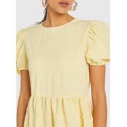  Textured Midi Tiered Dress with Puff Sleeves and Crew Neck, fig. 3 