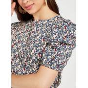  Floral Print Round Neck Top with Short Sleeves and Button Closure, fig. 3 
